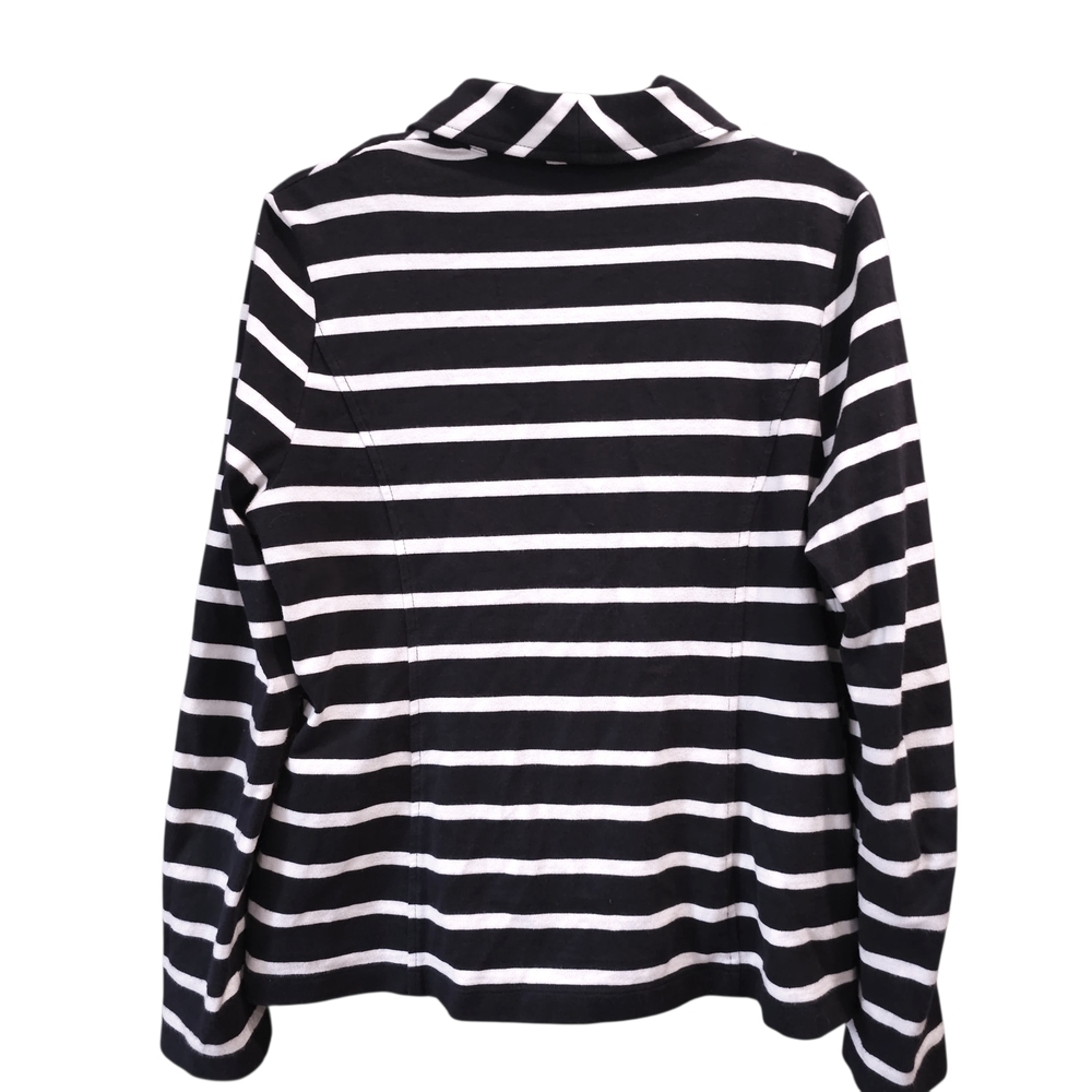 Talbots Navy and White Striped Off Center Zip Jacket - Picture 5 of 9